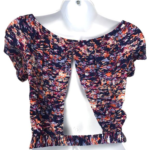 Elodie Top Short Sleeve Open Back Printed Women's Medium Boho Festival Casual - Picture 2 of 10